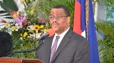 epa03120295 (FILE) A file photograph taken on 18 October 2011 shows Haitian Prime Minister Garry Conille speaking during his swear in ceremony in Port au Prince, Haiti. Reports state that Conille resigned on 24 February 2012. EPA/Jean Jacques Augustin