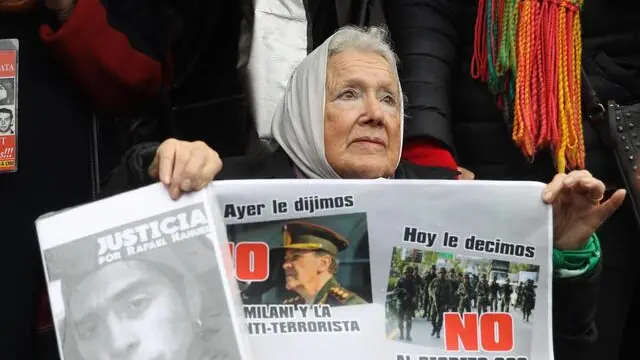 Nora Cortinas, of the Mothers of the Plaza de Mayo Foundation Foundation, participates in a demonstration in Buenos Aires, Argentina, 26 July 2018. ANSA/Marina Guillen