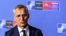 epa11380962 NATO Secretary General Jens Stoltenberg talks to journalist as he arrives for the informal NATO Foreign Ministers Meeting at Czernin Palace, in Prague, Czech Republic, 31 May 2024. The main topic of the two-day informal meeting of NATO foreign ministers is the search for consensus on the Alliance's next steps in support of Ukraine and discuss priorities for the upcoming NATO Washington Summit. EPA/MARTIN DIVISEK