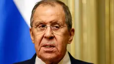 epa11302326 Russian Foreign minister Sergei Lavrov speaks at a joint press conference with his Bolivian counterpart during their meeting in Moscow, Russia, 26 April 2024. The Bolivian foreign minister is on a working visit to Moscow. EPA/YURI KOCHETKOV