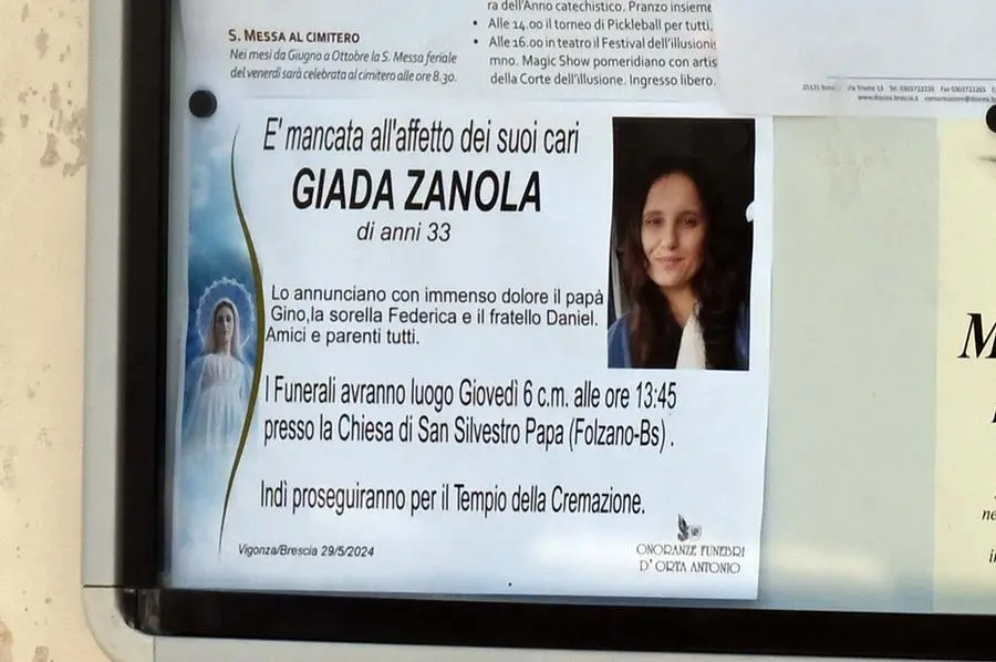 I funerali di Giada Zanola a Folzano