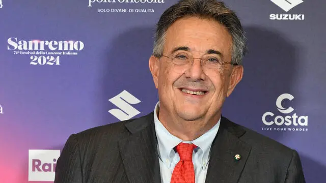 CEO of RAI broadcasting company, Roberto Sergio, poses during a photocall on the occasion of the 74th Sanremo Italian Song Festival, in Sanremo, Italy, 11 February 2024. ANSA/ETTORE FERRARI