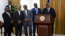 epa11388225 Haitian Prime Minister-designate Garry Conille speaks before the members of the Presidential council of transition during the official presentation of the extension of the decree of his designation in Port-Au-Prince, Haiti, 03 June 2024. Conille arrived in the country on 01 June from abroad to assume office in a nation plunged into an unprecedented socio-political crisis. Haiti is waiting for the arrival of the Multinational Mission to support the security, led by Kenia and with the support of the UN, with the finality to stop the violence in the caribbean country. EPA/ORLANDO BARRIA