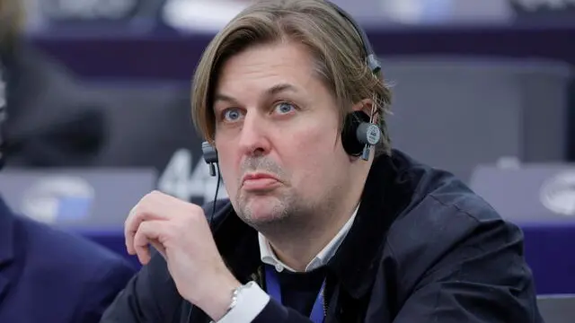 epa11295353 Maximilian Krah, a member of the German AfD party Federal Executive Committee and has been a Member of the European Parliament since 2019, during the Votings at the European Parliament in Strasbourg, France, 23 April 2024. The EU Parliament's session runs from 22 until 25 April 2024. EPA/RONALD WITTEK