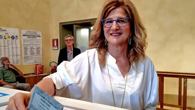The mayoral candidate Elena Carnevali at the seat during the administrative votes for the municipality of Bergamo. Bergamo, Italy, 8 May 2024. ANSA/MICHELE MARAVIGLIA