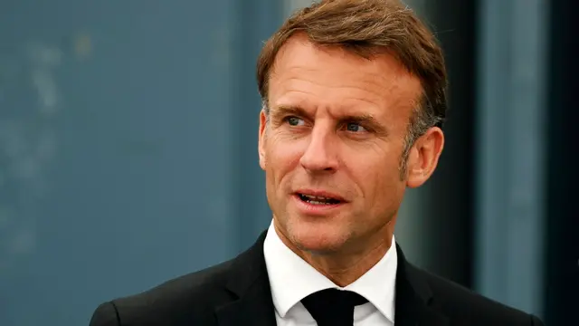 epa11402341 French President Emmanuel Macron attends a ceremony marking the 80th anniversary of the massacre of 643 persons by Nazi German forces, in Oradour-sur-Glane, southwestern France, 10 June 2024. On 10 June 1944, just four days after the Allied forces landed on the Normandy coast on D-Day, 643 inhabitants, including 247 children, were massacred in the village of Oradour-sur-Glane in southwestern France, by German Waffen-SS soldiers belonging to the 2nd SS Panzer Division 'Das Reich'. EPA/LUDOVIC MARIN / POOL MAXPPP OUT