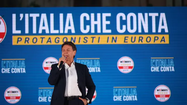 Giuseppe Conte chiude la campagna elettorale a Palermo, 07 giugno 2024 Palermo. ANSA/IGOR PETYX