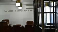 L'aula del Tribunale per l'udienza preliminare a porte chiuse per l'omicidio di Alice Scagni. Genova, 04 aprile 2023 ANSA/LUCA ZENNARO