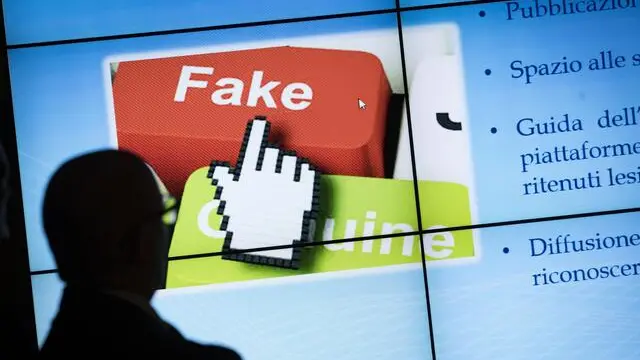 Un momento della presentazione del servizio della Polizia postale contro le fake news presso il Centro Anticrimine Informatico a Roma, 18 gennaio 2018. ANSA/MASSIMO PERCOSSI