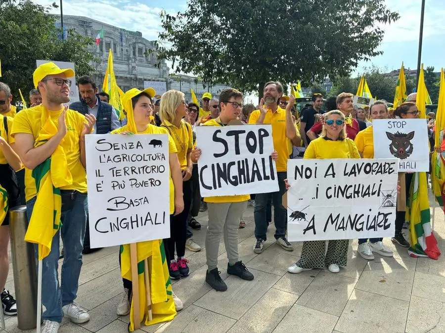 La manifestazione di Coldiretti a difesa delle campagne contro i cinghiali