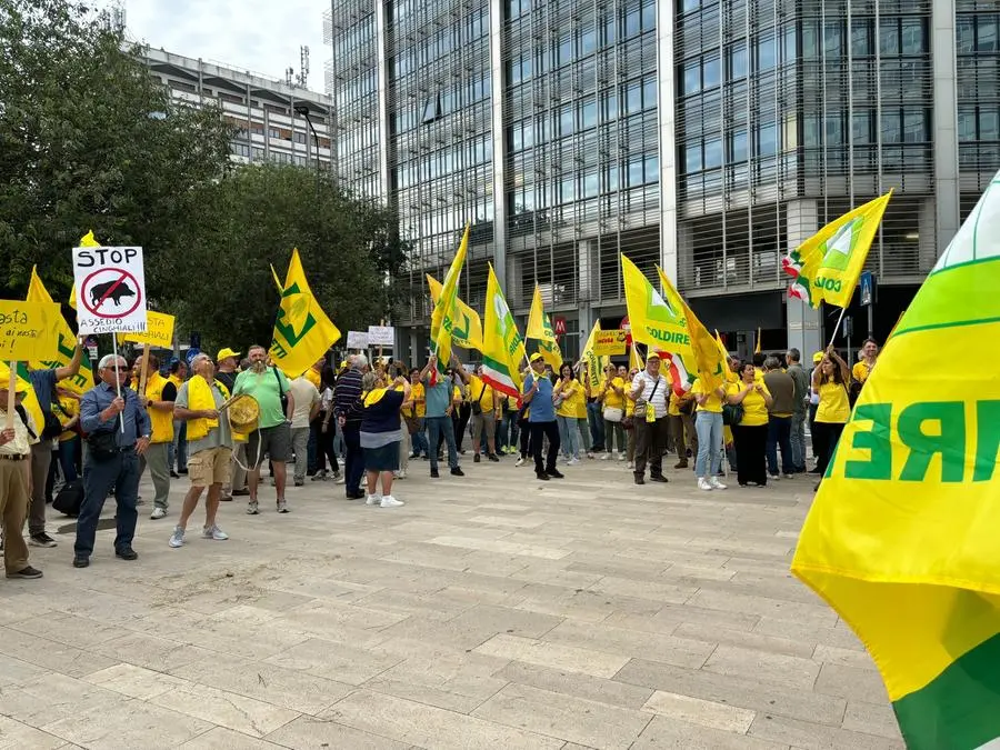 La manifestazione di Coldiretti a difesa delle campagne contro i cinghiali