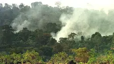 BVA02-19980327-PACARAIMA, BRAZIL:Billows of smoke rise from the jungle 26 March near Pacaraima in the Brazilian northernmost Amazon state of Roraima 26 March. Several pockets of fire continue to burn tens of thousands of acres of savanna and forest turned to tinder by the worst drought since 1926. Local scientists blame the record three-month drought on the El Nino climatic phenomenon. EPA PHOTO/MARIE HIPPENMEYER/STR