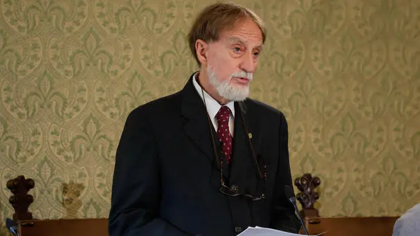 Il presidente dell'Accademia dei Lincei Roberto Antonelli Palazzo Corsini durante la cerimonia di chiusura anno accademico 2023-2024, Roma, 20 Giugno 2024. ANSA/GIUSEPPE LAMI