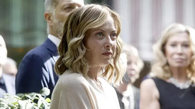 La presidente del consiglio Giorgia Meloni partecipa al 50° compleanno della fondazione Il Giornale presso il Portrait in corso Venezia a Milano, 19 giugno 2024. ANSA/MOURAD BALTI TOUATI