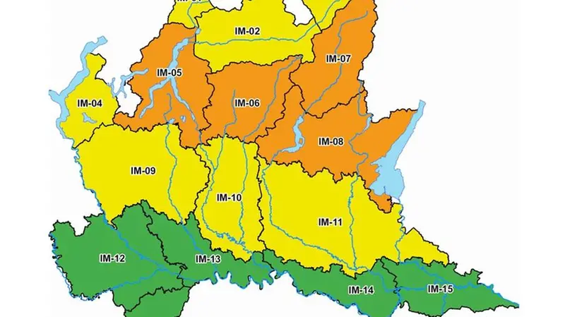 La schermata dell'allerta meteo di Regione Lombardia per venerdì 21 giugno 2024