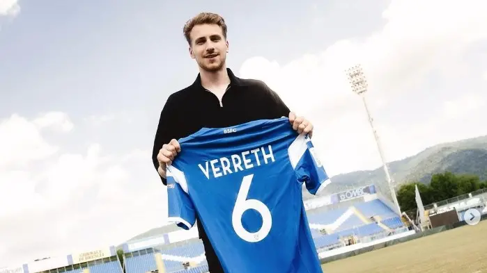 Al Rigamonti Matthias Verreth con la nuova maglia - Foto tratta da Instagram