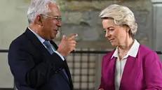 epa10226641 Portugalâ€™s Prime Minister Antonio Costa and European Commission President Ursula von der Leyen (R) during the Meeting of the European Political Community in Prague, Czech Republic, 06 October 2022. The first meeting of the European Political Community brings together leaders from across the continent including non EU members countries with the aims to foster political dialogue and cooperation and to strengthen the continent's security, stability and prosperity, a statement by the European Council reads. EPA/FILIP SINGER