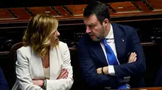 Giorgia Meloni e Matteo Salvini alla Camera dei deputati - Foto Ansa/Riccardo Antimiani © www.giornaledibrescia.it