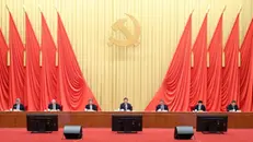 epa11064698 Chinese President Xi Jinping (C), General Secretary of the Communist Party of China (CPC) Central Committee and chairman of the Central Military Commission, addresses the third plenary session of the 20th CPC Central Commission for Discipline Inspection (CCDI) in Beijing, China, 08 January 2024. Li Qiang, Zhao Leji, Wang Huning, Cai Qi, Ding Xuexiang and Li Xi attended the meeting. EPA/XINHUA / PANG XINGLEI CHINA OUT / UK AND IRELAND OUT / MANDATORY CREDIT EDITORIAL USE ONLY EDITORIAL USE ONLY