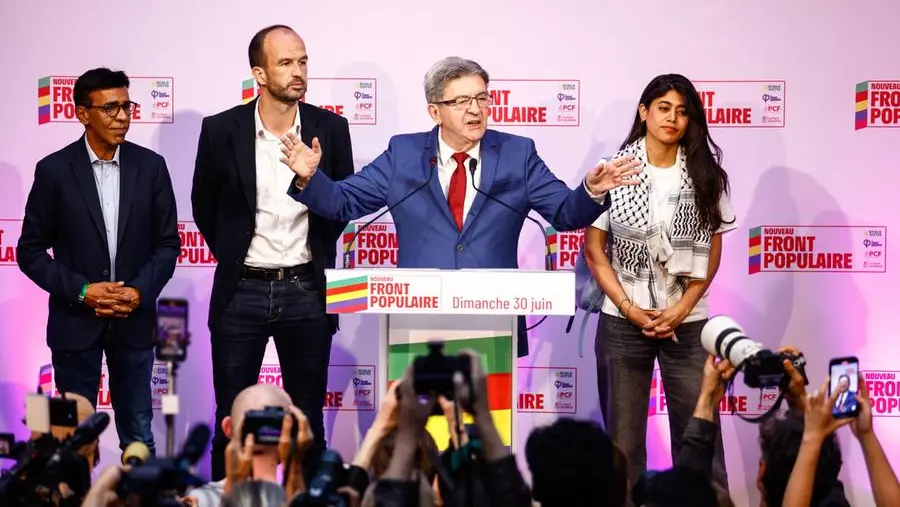 Mélenchon e gli altri esponenti del Front Populaire dopo l’esito del primo turno - Foto Ansa/Epa/Mohammed Badra © www.giornaledibrescia.it