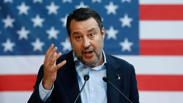 Il ministro delle Infrastrutture e dei Trasporti Matteo Salvini durante alla Festa dell’Indipendenza Americana, presso villa Taverna, Roma, 27 giugno 2024, ANSA/VINCENZO LIVIERI