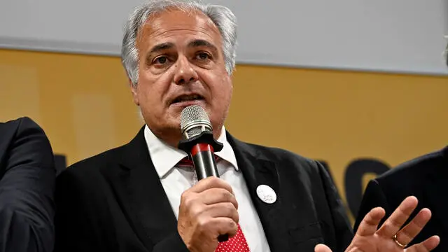 Roberto Salis durante la conferenza stampa di Alleanza Verdi e Sinistra per commentare i risultati delle elezioni europee, Roma, 10 giugno 2024. ANSA/RICCARDO ANTIMIANI