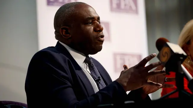epa11449702 Britain's Shadow Foreign Secretary David Lammy addresses a press conference in central London, Britain, 01 July 2024. Britain will hold a general election on 04 July. EPA/DAVID CLIFF