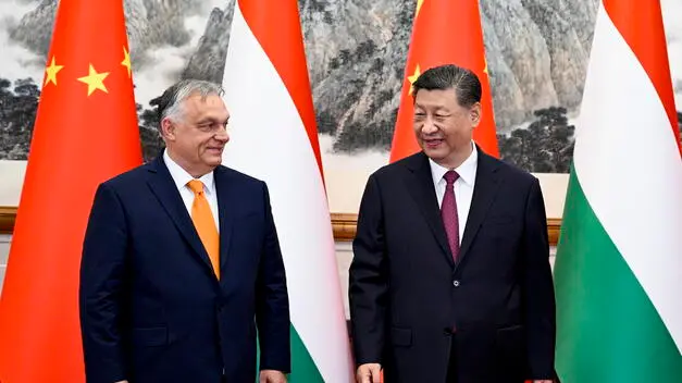 epa11466301 Chinese President Xi Jinping (R) meets with Hungary's Prime Minister Viktor Orban at the Diaoyutai State Guesthouse in Beijing, China, 08 July 2024. EPA/XINHUA / Li Xueren CHINA OUT / UK AND IRELAND OUT / MANDATORY CREDIT EDITORIAL USE ONLY