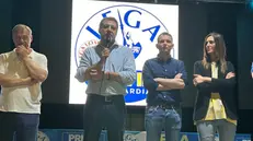 Oscar Lancini, Matteo Salvini, e a destra Roberta Sisti © www.giornaledibrescia.it