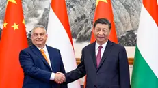 epa11466300 Chinese President Xi Jinping (R) meets with Hungary's Prime Minister Viktor Orban at the Diaoyutai State Guesthouse in Beijing, China, 08 July 2024. EPA/XINHUA / Li Xueren CHINA OUT / UK AND IRELAND OUT / MANDATORY CREDIT EDITORIAL USE ONLY