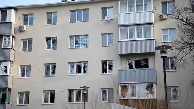 epa11238525 ?A handout photo made available on the Governor of the Belgorod Region Vyacheslav Gladkov's telegram channel, shows destruction following the shelling in downtown Belgorod (650? km from Moscow), Russia, 23 March 2024. According to the governor, as a result of the Ukrainian air attack, one person was killed and several were injured. Damage was reported in 69 apartments in 14 buildings, in four private residential buildings and three business entities. Eight cars and one passenger bus were also damaged, according to the governor. EPA/BELGOROD GOVERNOR VYACHESLAV GLADKOV TELEGRAMM CHANNEL/HANDOUT HANDOUT EDITORIAL USE ONLY/NO SALES HANDOUT EDITORIAL USE ONLY/NO SALES