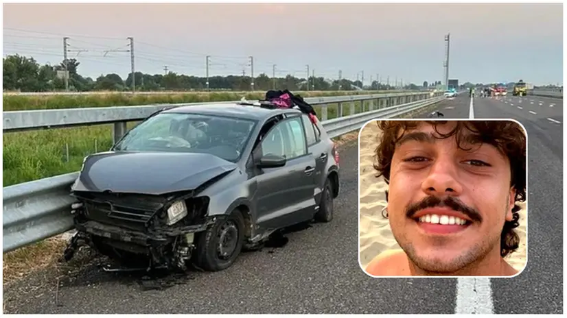 L'auto del giovane bresciano dopo lo schianto