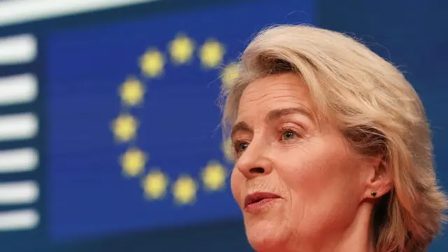 epa11442298 European Commission President Ursula von der Leyen during a news conference at the end of European Council in Brussels, Belgium, 28 June 2024. Von der Leyen is now candidate proposed for President of next EU Commission and Kallas is chosen candidate for High Representative of the European Union , Antonio Costa is elected President of the European Council. EPA/OLIVIER HOSLET / POOL