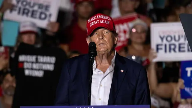 epa11469619 Former President Donald Trump delivers remarks during a campaign event at Trump National Doral Miami resort in Doral, Florida, USA, 09 July 2024. EPA/CRISTOBAL HERRERA-ULASHKEVICH