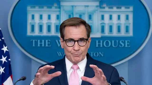 epa11467308 White House National Security Communications Advisor John Kirby participates in a news conference during which Kirby discussed the NATO Summit being held in Washington this week, in the James Brady Press Briefing Room of the White House in Washington, DC, USA, 08 July 2024. The 2024 NATO Summit is being held in Washington 09-11 July, during which the 75th anniversary of the creation of the alliance will be observed. EPA/MICHAEL REYNOLDS