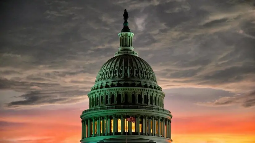 La cupola di Capitol Hill al tramonto durante il vertice Nato a Washington - Foto Ansa7Alessandro Di Meo © www.giornaledibrescia.it