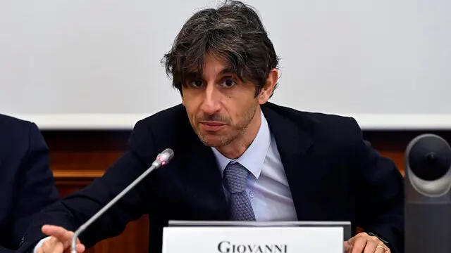 Giovanni Donzelli, responsabile organizzazione Fratelli d Italia, durante la conferenza stampa di Fratelli d Italia alla Camera sui risultati del Governo Meloni al Sud e sulla inefficienza del Governatore De Luca, Roma, 11 aprile 2024. ANSA/RICCARDO ANTIMIANI