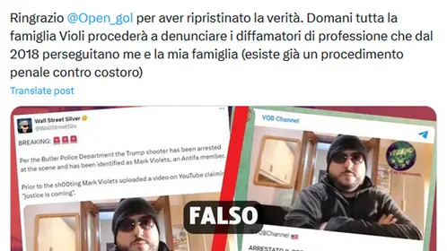 Cronista romano spacciato per attentatore Trump, bufala mondiale Marco Violi: 'Io vittima'. Ne parlano tutti i media globali