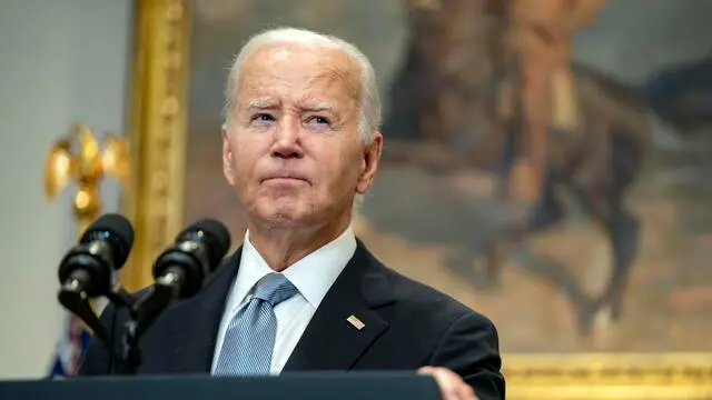 epa11478165 US President Joe Biden delivers remarks after former president Donald J. Trump was injured following a shooting at a July 13 election rally in Pennsylvania, in the Roosevelt Room of the White House in Washington, DC, USA, 14 July 2024. The attack on Saturday killed one spectator at the scene and left two others critically injured. EPA/BONNIE CASH / POOL