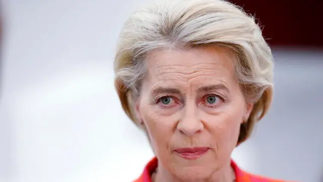 epa11279458 President of the European Commission Ursula von der Leyen talks to Latvia's public broadcasters during the pre-election campaign in Riga, Latvia, 15 April 2024. Ursula von der Leyen has traveled to Latvia as part of her campaign ahead of the European Parliament election on 06 June 2024. EPA/TOMS KALNINS