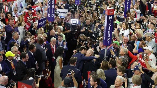 MILWAUKEE, WISCONSIN - JULY 15: Trump's pick for Vice President, U.S. Sen. J.D. Vance (R-OH) arrives on the first day of the Republican National Convention at the Fiserv Forum on July 15, 2024 in Milwaukee, Wisconsin. Delegates, politicians, and the Republican faithful are in Milwaukee for the annual convention, concluding with former President Donald Trump accepting his party's presidential nomination. The RNC takes place from July 15-18. Scott Olson/Getty Images/AFP (Photo by SCOTT OLSON / GETTY IMAGES NORTH AMERICA / Getty Images via AFP)