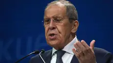 epa11438509 Russian Foreign Minister Sergei Lavrov delivers a speech at the 10th International Forum 'Primakov Readings - 2024' in Moscow, Russia, 26 June 2024. The Forum runs from 25 to 26 June. EPA/MAXIM SHIPENKOV