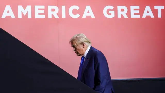 epa11482718 Former US President Donald J. Trump arrives on the second day of the Republican National Convention (RNC) in Milwaukee, Wisconsin, USA, 16 July 2024. The convention comes days after a 20-year-old Pennsylvania man attempted to assassinate former president and current Republican presidential nominee Donald Trump. The 2024 Republican National Convention is being held from 15 to 18 July 2024, in which delegates of the United States Republican Party select the party's nominees for president and vice president in the 2024 United States presidential election. EPA/ALLISON DINNER