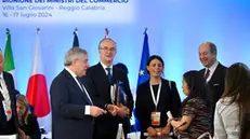 Il ministro degli Esteri Antonio Tajani durante la Riunione Ministeriale G7 Commercio in Calabria, Villa San Giovanni, 17 luglio 2024. ANSA/ALESSANDRO DI MEO