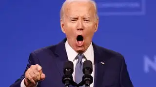 epa11482355 US President Joe Biden speaks during the 115th NAACP National Convention in Las Vegas, Nevada, USA, 16 July 2024. Biden is scheduled to make several appearances at various campaign events in Las Vegas over the next few days. EPA/CAROLINE BREHMAN