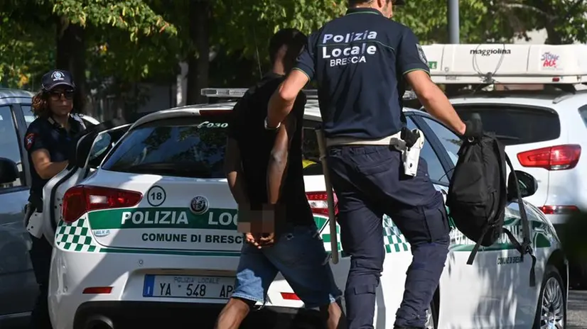 Droga. Il fermo di uno degli uomini trovati con stupefacenti al parco Pescheto. La droga è stata individuata dai cani
 L’attività. I cani nelle aree di spaccio // FOTO NEG STRADA
