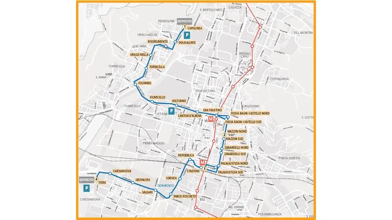 La mappa del tram di Brescia