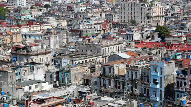 epa10586041 A general aerial view of the Centro Habana municipality in Havana, Cuba, 22 April 2023. EPA/Yander Zamora