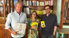 Da sinistra il ricercatore Baratti con l'assessora Rossana Gardoni e l’animatore Enrico Maria Rossi