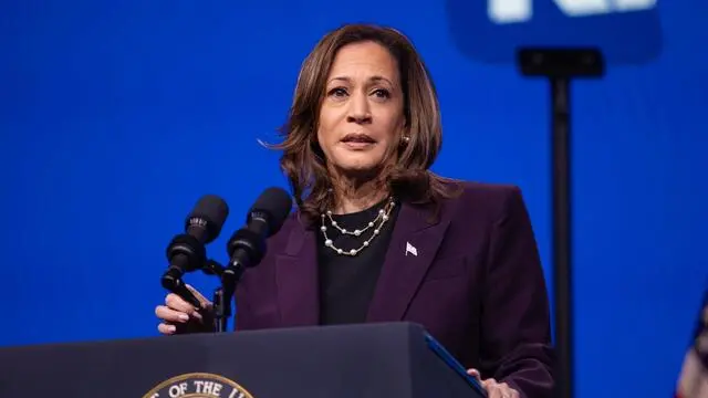 HOUSTON, TEXAS - JULY 25: Vice President Kamala Harris speaks at the American Federation of Teachers' 88th National Convention on July 25, 2024 in Houston, Texas. The American Federation of Teachers is the first labor union to endorse Harris for president since announcing her campaign. Montinique Monroe/Getty Images/AFP (Photo by Montinique Monroe / GETTY IMAGES NORTH AMERICA / Getty Images via AFP)